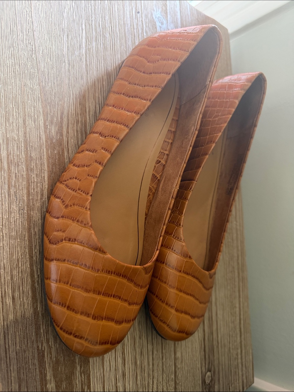 Croc-Embossed Tan Ballet Flats Vionic